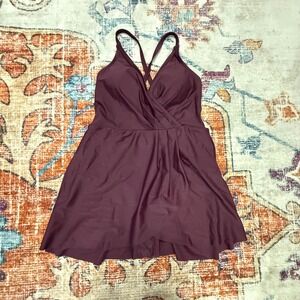 CUPSHINE NWT Burgundy Wrap Front Swim Dress Tummy Control One Piece Size M
